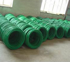 Green plastic coated wire