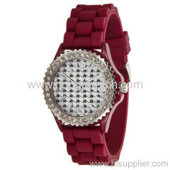 fashion red color silicone watch