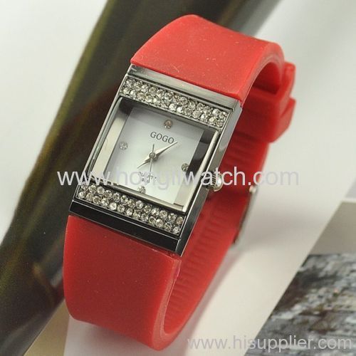 red color silicone sport watch