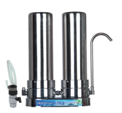 double counter top stainless steel water filter