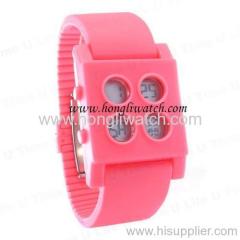 pink silicone jelly watch