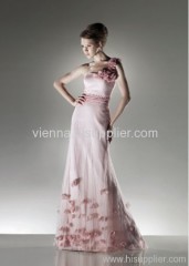 Cheaper chiffon one-shoulder Floor-length evening dress