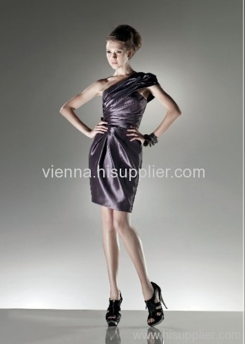 Elegant Taffeta one-shoulder knee-length evening dress