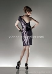 Elegant Taffeta one-shoulder knee-length evening dress