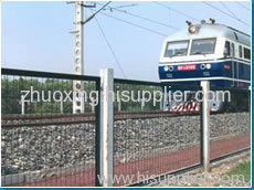 blue PVC coated railway fence netting