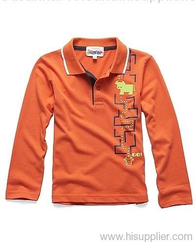 cool design 100% cotton kids long sleeve polo shirt
