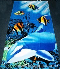 reactive printed beach towel