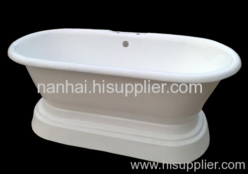 enameled freestanding pedestal bathtub