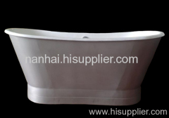 enameled cast iron bathtub with steel skirt