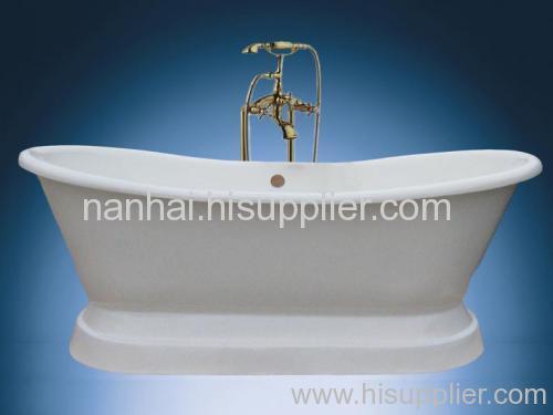 Cast iron slipper bathtub with pedestal