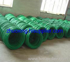 Green plastic coated wire coil