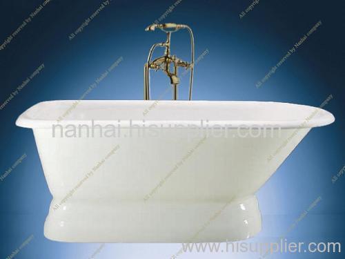 roll top cast iron bath with pedestal