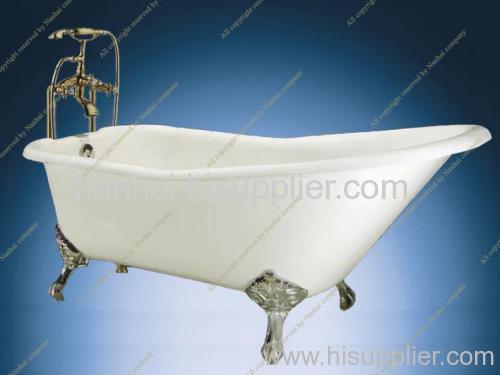 Single slipper cast iron bathtub
