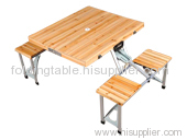 Outdoor wooden picnic table