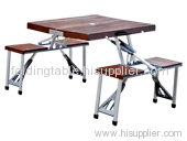 Outdoor wooden picnic table