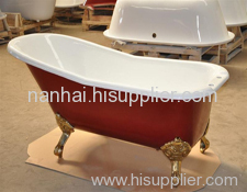 red color single slipper clawfoot baths