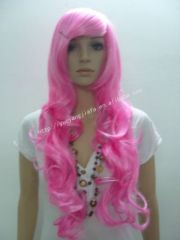 pink long curl wigs