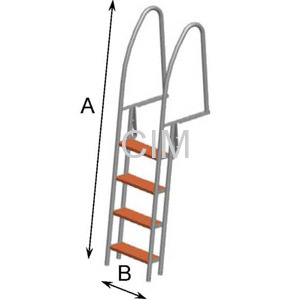 Dock ladders with wooden steps