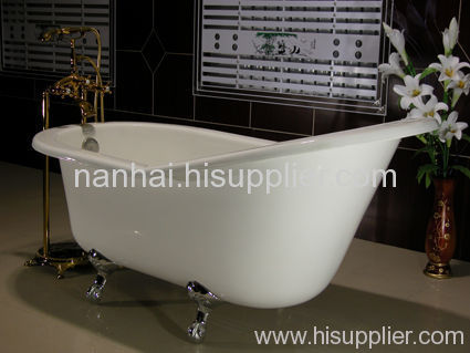 Roll top in one side cast-iron bath