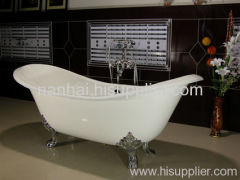 Double slipper enameled cast iron bathtub