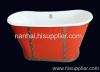 red color skirted bath like boat