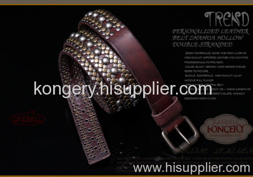 T2x-Q-B4 Kongery fashion RIVETS genuine leather belts