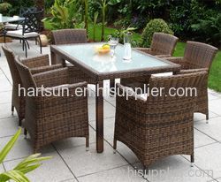 6 persons PE rattan dining sets