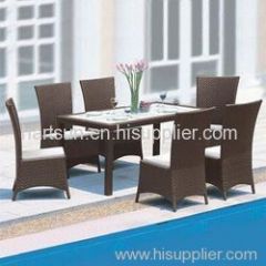 PE rattan patio dining table and chairs