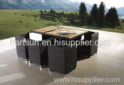 6 persons PE rattan dining furniture