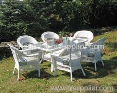 6 seaters PE rattan dining table and chairs