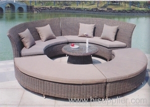 Garden round wicker sofa set