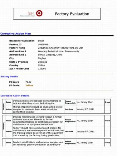 target factory audit report