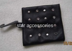 leather hand warmer gloves with rivet and diamond