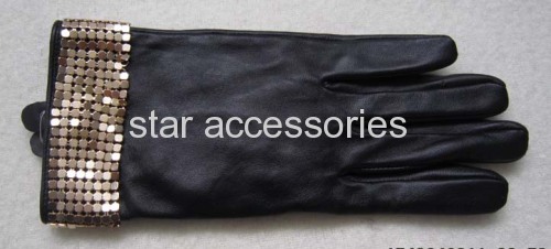 leather gloves with sequins