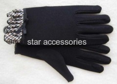 acrylic gloves with checked lace and bow-tie