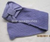 acrylic plain knitted scarf with bow-tie and pocket