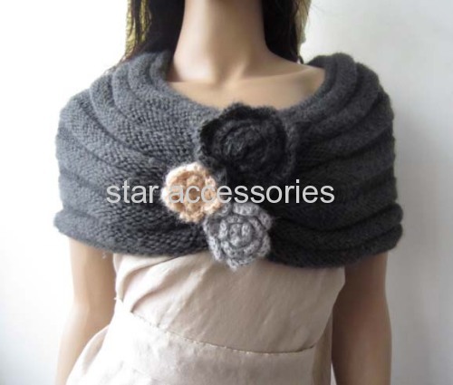 acrylic jacquard snood with flowers