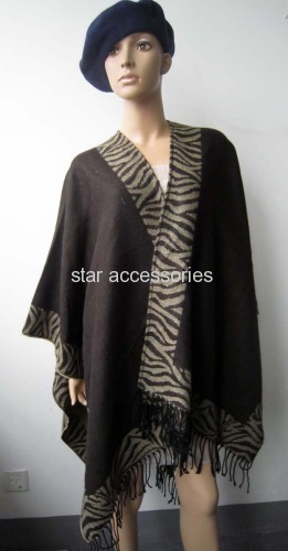 acrylic plain and zebra jacquard wrap