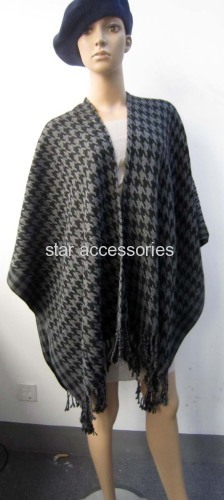 acrylic houndstooth jacquard wrap