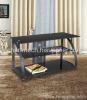 Tempered Glass and Black Iron LCD Plasma TV Stand