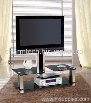 Black Tempered Glass LCD DVD TV Stands