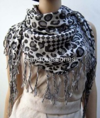 acrylic leopard patchwork scarf