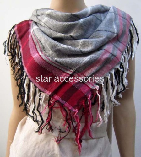 viscose checked patchwork scarf