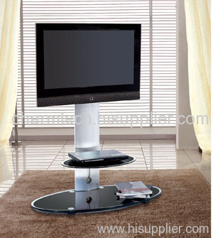 Ellipse Black Tempered Glass LCD DVD TV Stands