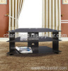 Black Tempered Glass and Black Aluminum Tube LCD TV Stand