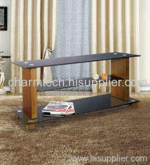 Big Wood Texture Spray Coated Aluminum LCD DVD TV Stand