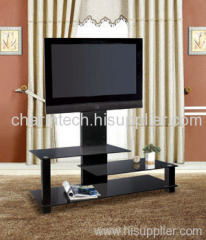 New Design Tempered Glass Black Aluminum LCD TV Stand