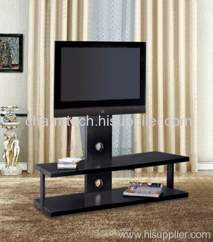 Black MDF Black Aluminum Rotational LCD TV Stand