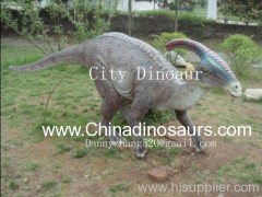 Artificial landscape of parasaurolophus dinosaur