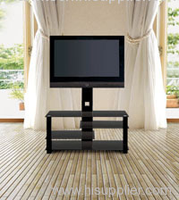 4 Black Tempered Glass LCD TV Stand